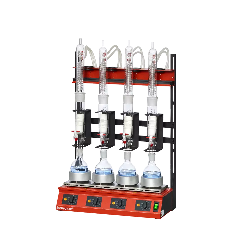 250 ml Extraktion - 500 ml Rundkolben/Stehkolben - Glaskühler/Titankühler - Extraktionsgerät (4 Proben)