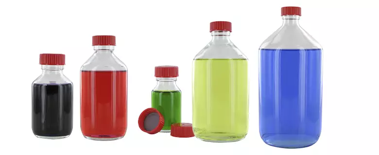 behrotest sampling bottle with PTFE closure - Glass bottle transparent (Clear glass with narrow neck)