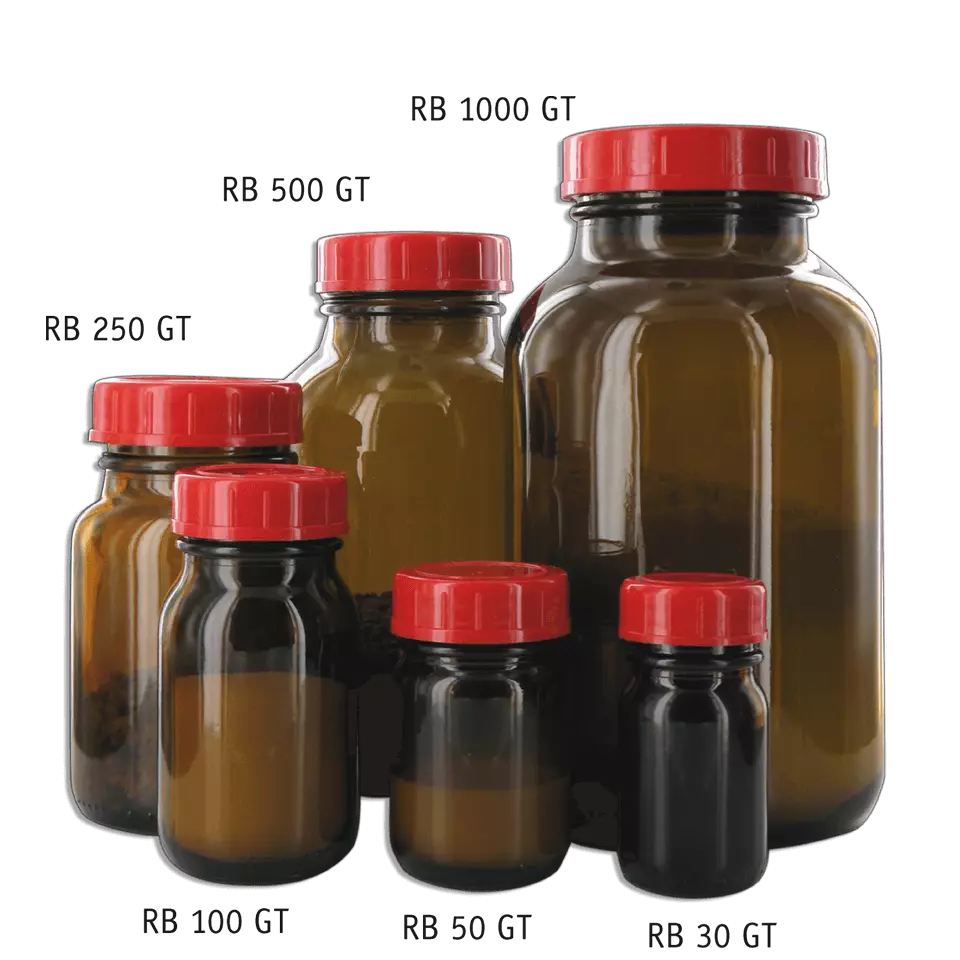behrotest sampling bottle with PTFE closure - Sampling bottle brown (Brown glass with wide neck)