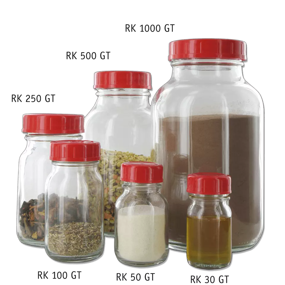 behrotest sampling bottle with PTFE closure - Sampling bottle transparent (Clear glass with wide neck)