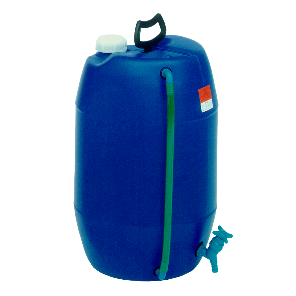 Bidon behroplast® - Bidon avec indicateur de niveau et robinet (Bidons bleus behroplast avec robinet rétractable)