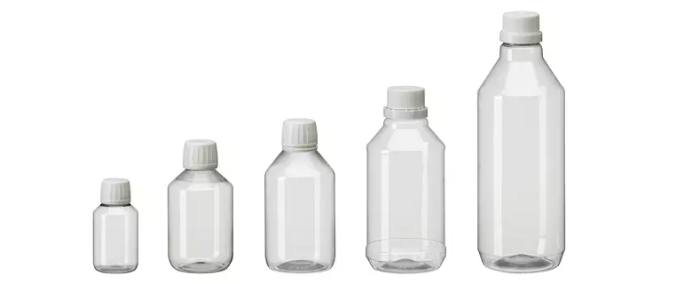 Botellas behroplast® de PET (inocuas para los alimentos) - Botella de cuello ancho de PET transparente (Botellas de PET claras con cuello estrecho)