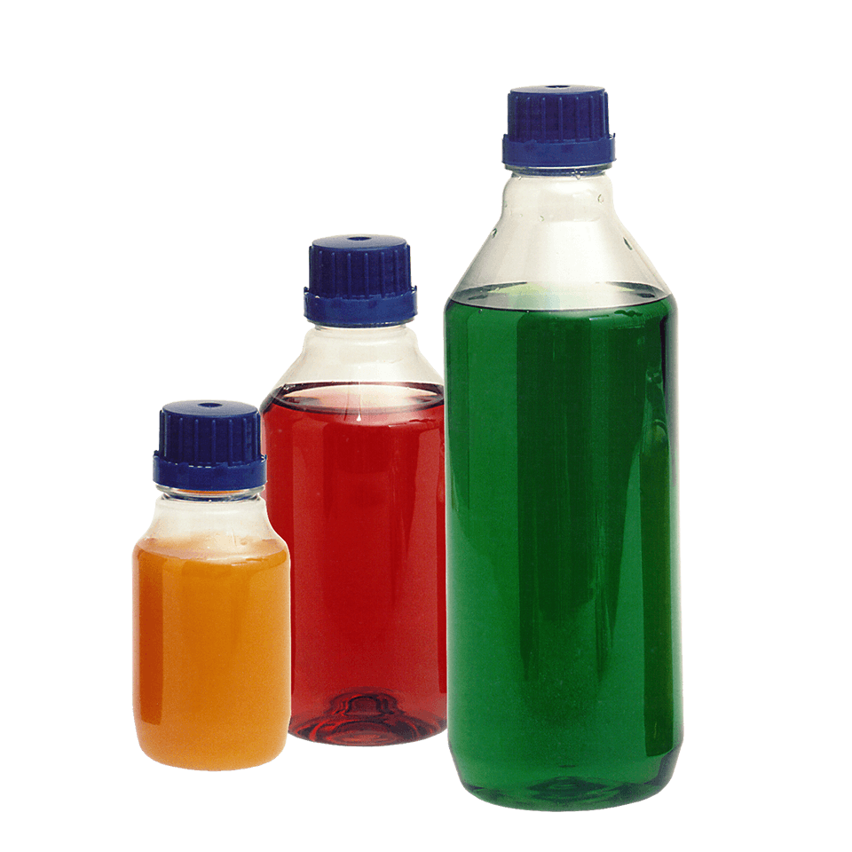 Frascos em PET behroplast® (compatíveis com produtos alimentares) - Frascos de bocal estreito em PET transparentes (Garrafas PET transparentes com gargalo estreito)