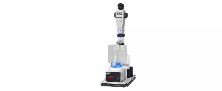 Wasserdampfdestillierer - Handtitrierstation mit Magnetrührer und Digitalbürette (Titration)